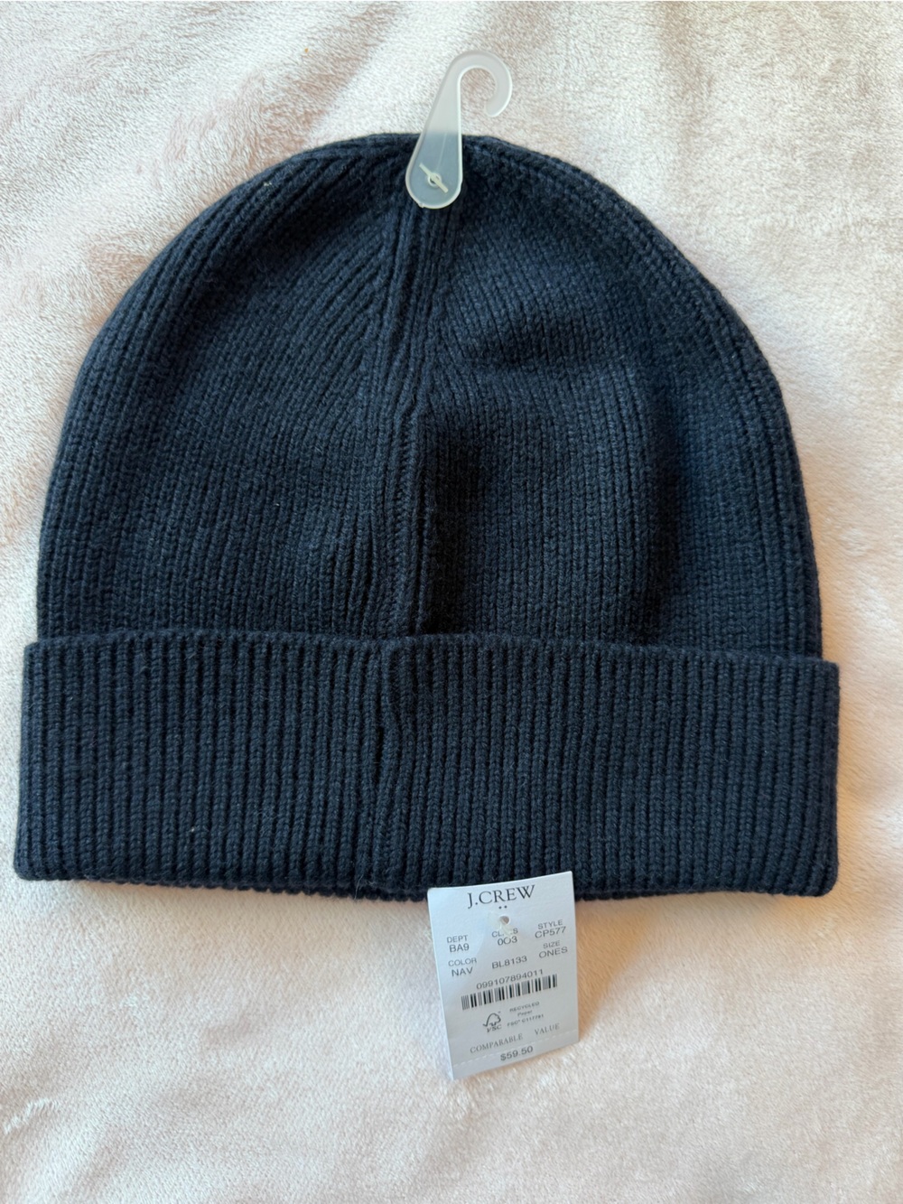 J. Crew Navy Fold-Over Ribbed Beanie